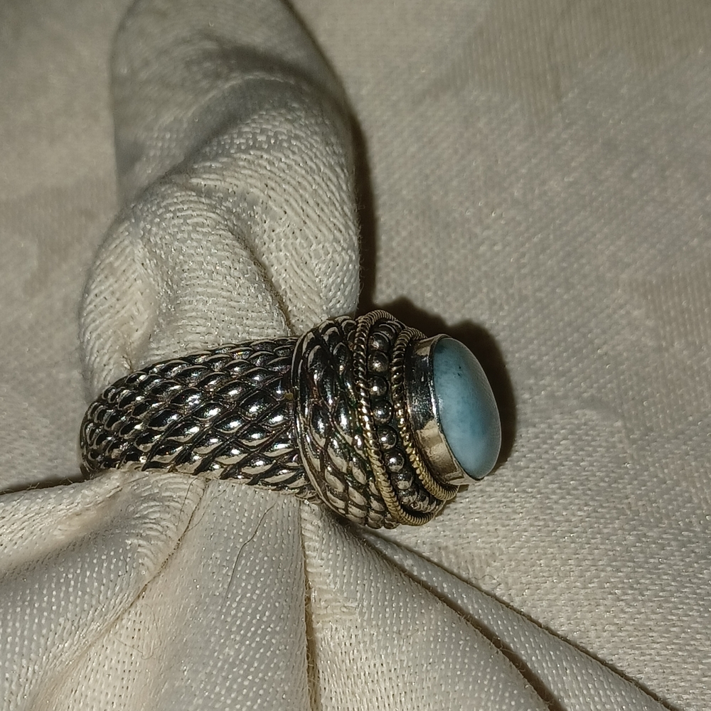 Designer Bny Larimar Statement Ring, Sterling Sil… - image 7